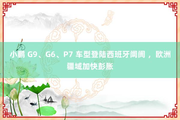 小鹏 G9、G6、P7 车型登陆西班牙阛阓 ，欧洲疆域加快彭胀